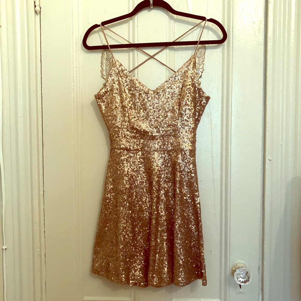 Gold Sequin Mini Dress